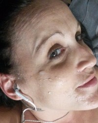 Hot cum all over my face and body photo