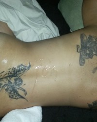 Hot cum all over my face and body photo