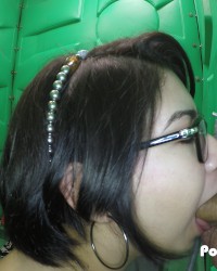 Porta Gloryhole Teen swallows cum at grocery store photo