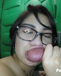 Porta Gloryhole Teen swallows cum at grocery store photo