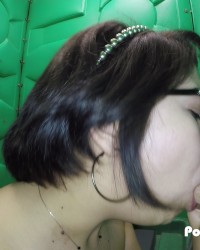 Porta Gloryhole Teen swallows cum at grocery store photo