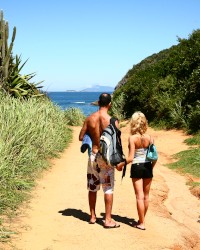 CHLOE DELAURE Anal outdoors on the beach with two cocks photo