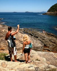 CHLOE DELAURE Anal outdoors on the beach with two cocks photo