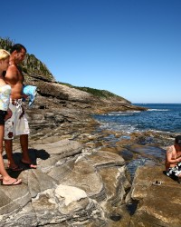 CHLOE DELAURE Anal outdoors on the beach with two cocks photo