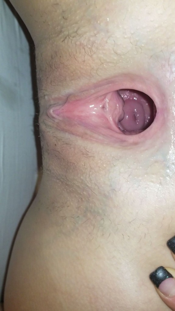 Wife's creampied pussy hole