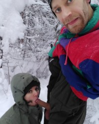 my girlfriend sucks in the winter forest photo