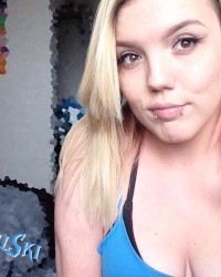 Blonde Teen in a Blue Tank Top photo