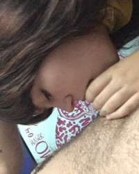 Amateur Blowjob from Cute Brunette with Bangs photo