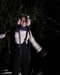 Out with my sexy horny girl in a cold Scandinavian forest @night photo