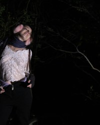 Out with my sexy horny girl in a cold Scandinavian forest @night photo