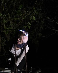 Out with my sexy horny girl in a cold Scandinavian forest @night photo