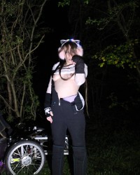 Out with my sexy horny girl in a cold Scandinavian forest @night photo