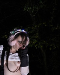 Out with my sexy horny girl in a cold Scandinavian forest @night photo