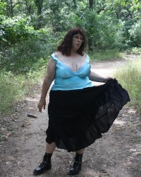 BBW walking the nature center in Texas clothed and nude photo