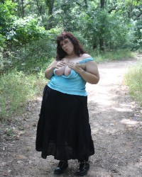 BBW walking the nature center in Texas clothed and nude photo