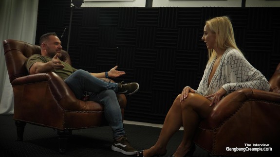 Fresh MILF at the Gangbang Station getting Creampied by the cocksmen