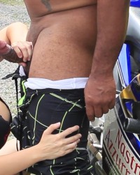 Nadia White fucks Don Whoe in the front yard photo