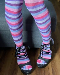 Stripy OTK Toe Socks & Aloha Panties photo
