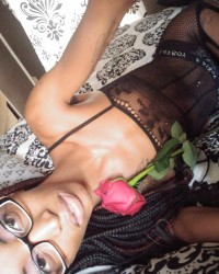 Classy ebony teen with Rose photo