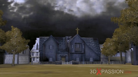 Young blonde fucking with a monk in the church