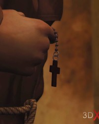 Young blonde fucking with a monk in the church photo