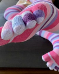 Stripy OTK Toe Socks & Aloha Panties photo