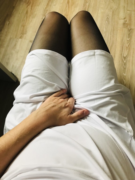 Sexy black stockings legs