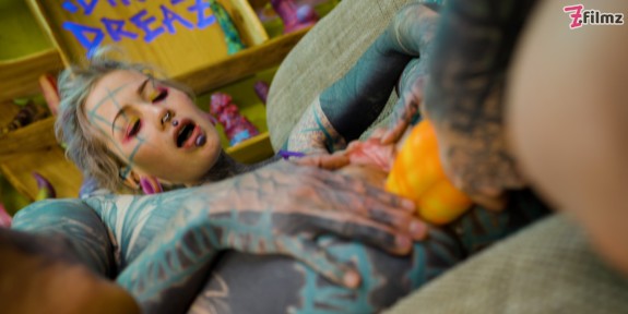 2 heavy tattoo girls get ass fucked by a big dick - ANAL, gape, prolapse,