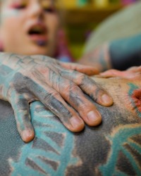 2 heavy tattoo girls get ass fucked by a big dick - ANAL, gape, prolapse, photo