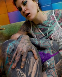 2 heavy tattoo girls get ass fucked by a big dick - ANAL, gape, prolapse, photo