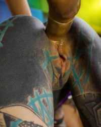 2 heavy tattoo girls get ass fucked by a big dick - ANAL, gape, prolapse, photo