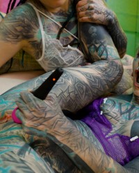 2 heavy tattoo girls get ass fucked by a big dick - ANAL, gape, prolapse, photo