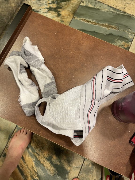 Sweaty Gym Bear Strips off musky jock and socks (SEE DESCRIPTION)