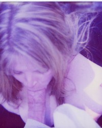 Hot Blonde Slut Sucks Cock for Cumshot on Tits photo