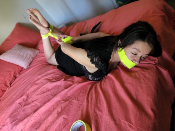 Kitty hogtied feet