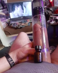 pumped up dick with penis pumps photo