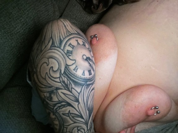 Wife flashing her tits photo