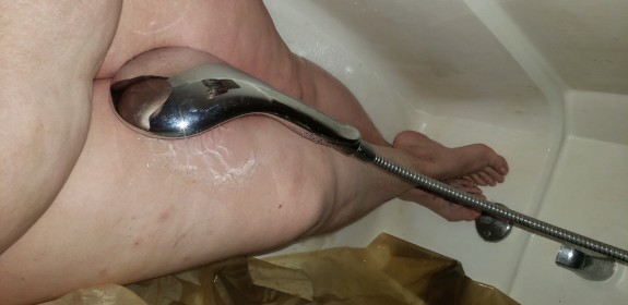 Girls with shower toys