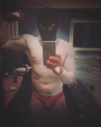 Dave in his mask lovin red photo