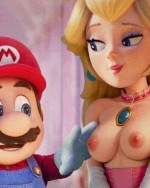Peach mostrando los pechos a Mario