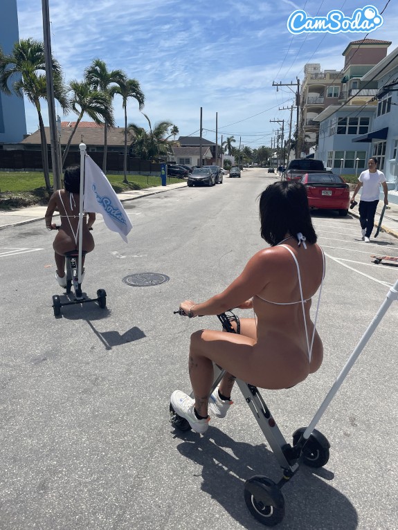 Big Ass Latinas Ride Electric Trikes At Public Beach Big Booty