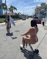 Big Ass Latinas Ride Electric Trikes At Public Beach Big Booty photo