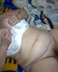 Fat granny, teen girl and one man photo