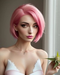 Cute teen girl with weed photo