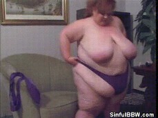Fatty putting on her thong gif