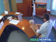 PERFECT SEXY BLONDE GETS PROBED AND SQUIRTS DOCTORS RECEPTION gif