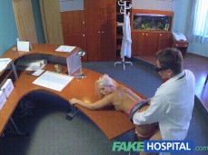 PERFECT SEXY BLONDE GETS PROBED AND SQUIRTS DOCTORS RECEPTION gif