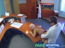 PERFECT SEXY BLONDE GETS PROBED AND SQUIRTS DOCTORS RECEPTION gif