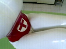 Latex Lucy gets her feet licked gif