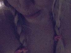 Naughty Blonde watching vid gets horny gif